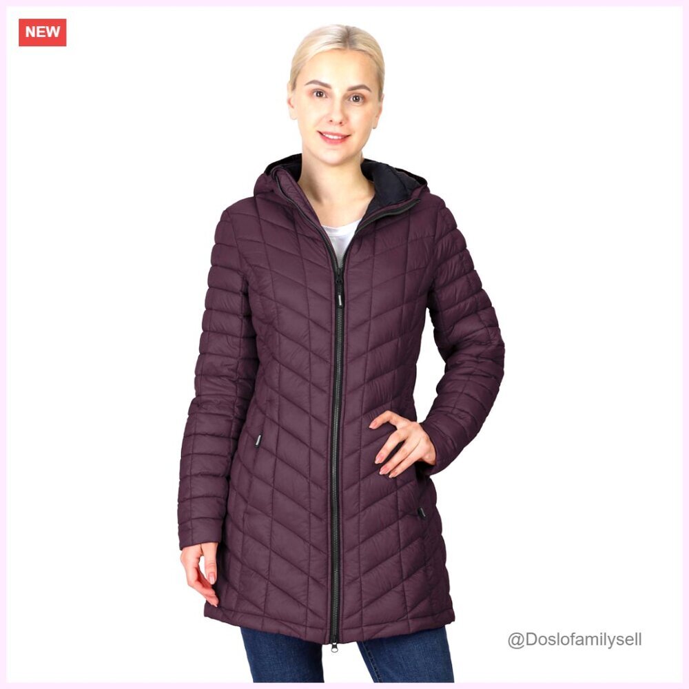 Ultra Lightweight Thermolite Long Puffer Coat Hooded Warm Packable Winter - Picture 1 of 6
